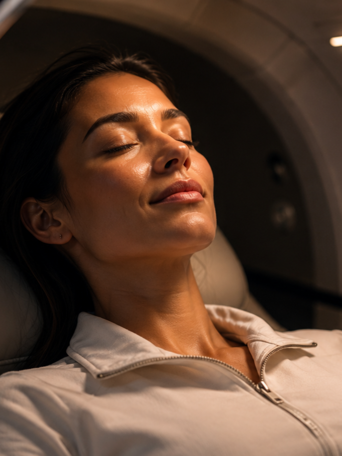 relax in oxygen chamber